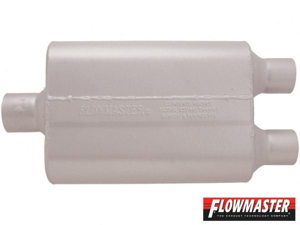 FLOWMASTER 40 デルタ フロー マフラー - 2.50 Center In / 2.25 Dual Out - Aggressive Sound
