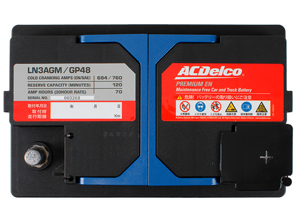ACDELCO バッテリー LN3AGM メンテナンスフリー アイドリングストップ対応