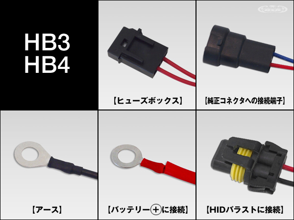 HID 電圧安定リレーハーネス【HB3(9005)/HB4(9006)】