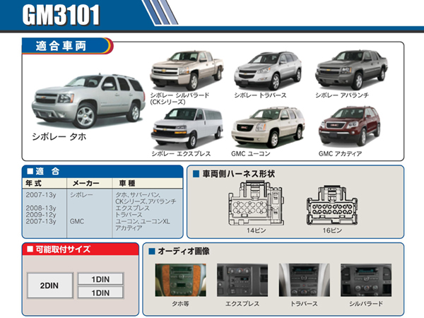 PAC JAPAN / GM3101 2DIN オーディオ/ナビ取付キット (07-14y タホ,サバーバン,ユーコン,ユーコンXL、08-14y エクスプレス