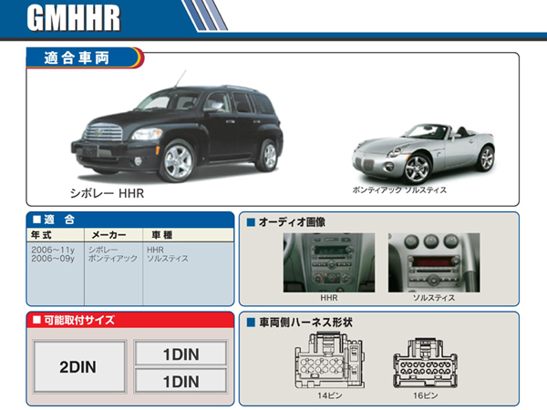 PAC JAPAN / GMHHR 2DIN オーディオ取付キット (2006-2011y シボレーHHR、07-09y ポンティアックソルスティス)
