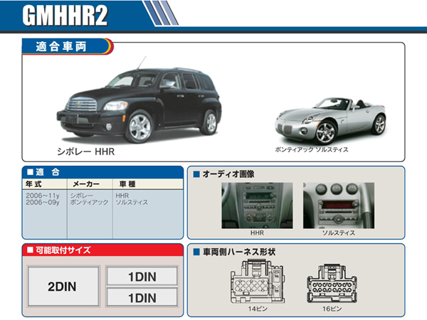 PAC JAPAN / GMHHR2 2DIN オーディオ/ナビ取付キット (2006-2011y シボレーHHR、07-09y ポンティアックソルスティス)